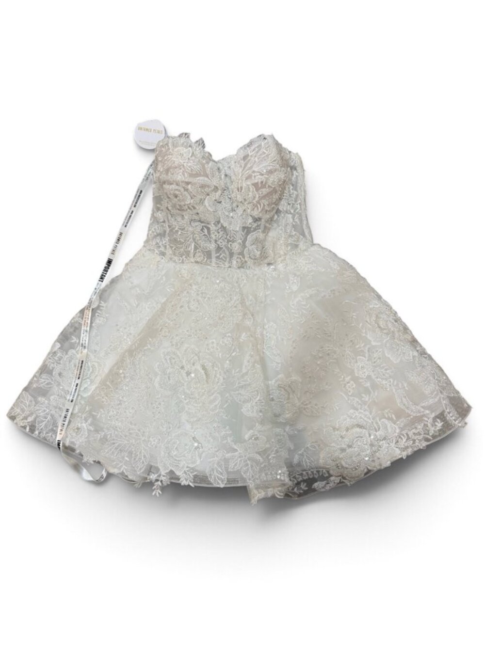 Untamed Petals Jacqueline Mini Dress White Beaded Lace Strapless Size 12 NWT